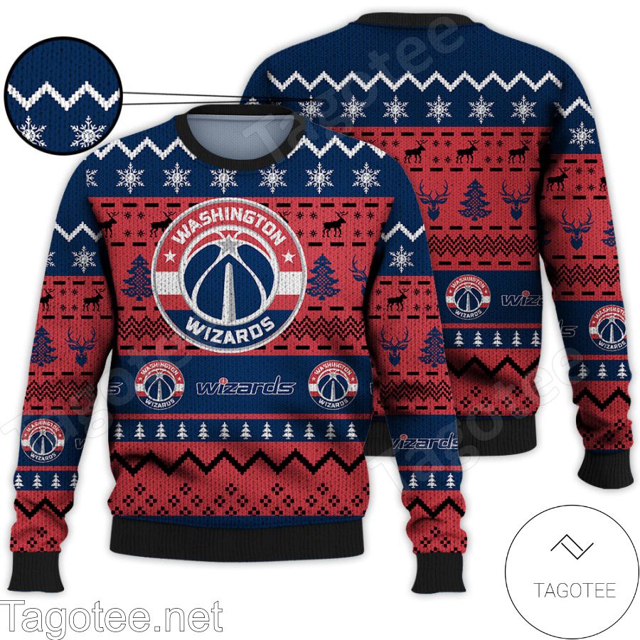 Washington Wizards NBA Basketball Knit Pattern Ugly Christmas Sweater