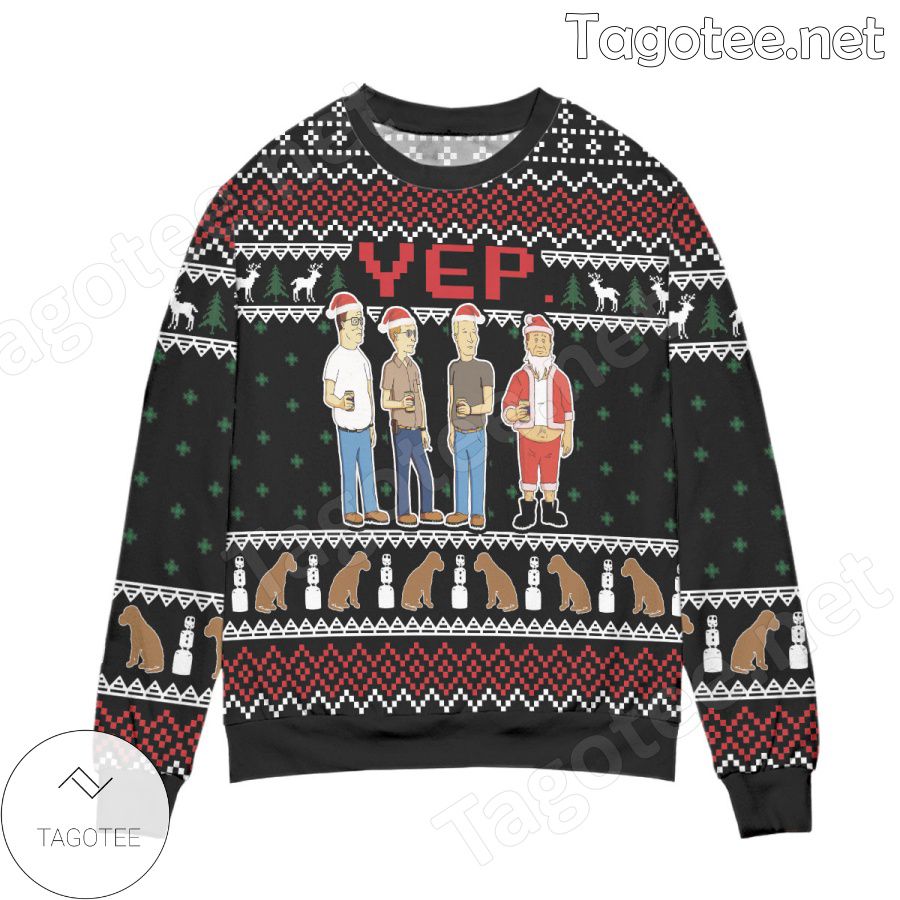 YEP. Cartoon Graphics Snowflake Holiday Ugly Christmas Sweater