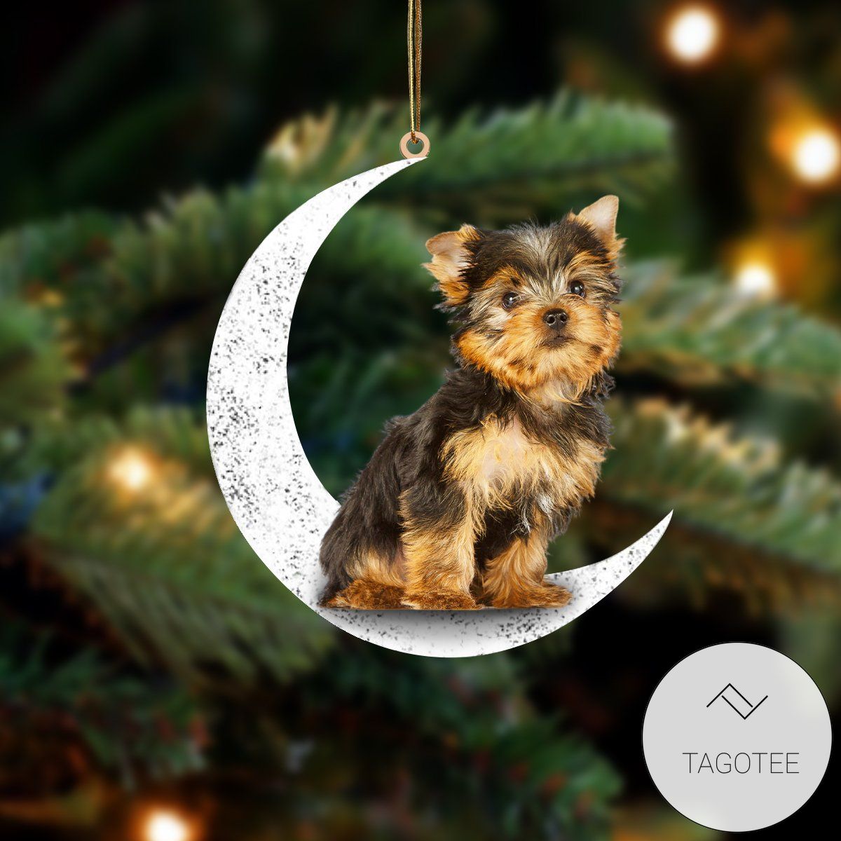 Yorkshire Terrier Sit On The Moon Ornament