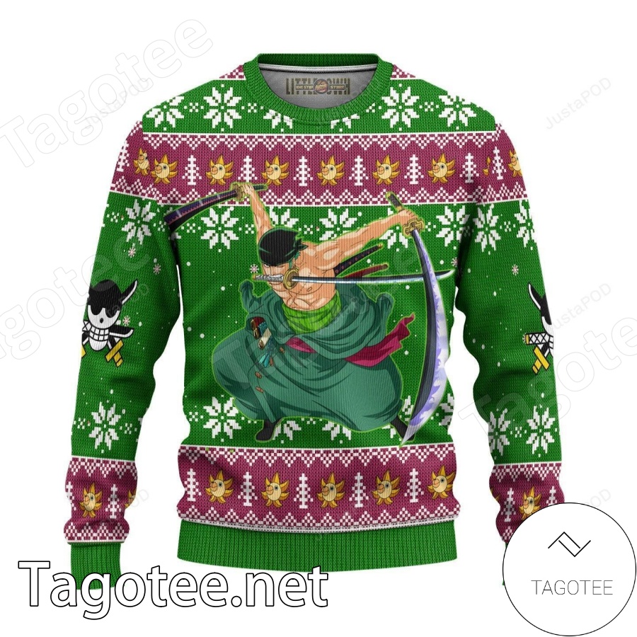 Zoro One Piece Anime Manga Xmas Ugly Christmas Sweater - Tagotee