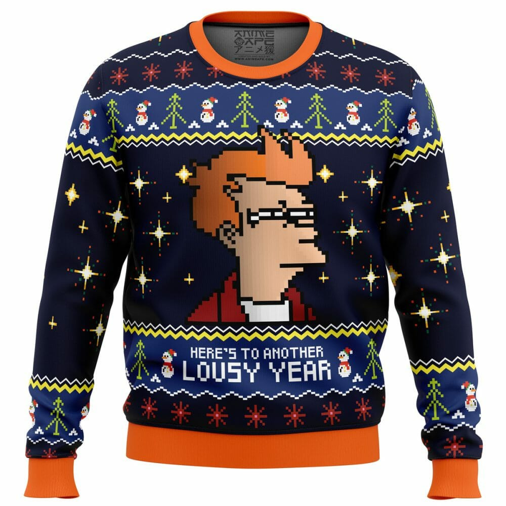 Futurama Here’s To Another Lousy Year Xmas Ugly Christmas Sweater - Tagotee