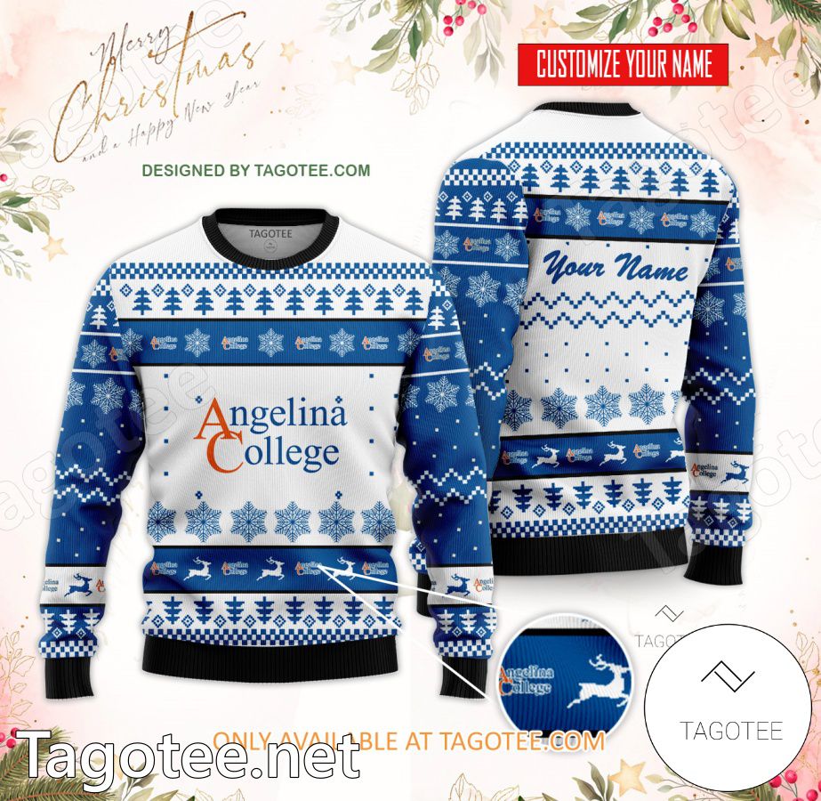 Angelina College Custom Ugly Christmas Sweater - EmonShop