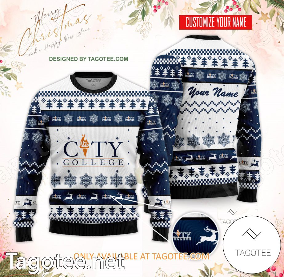 City College Custom Ugly Christmas Sweater - BiShop
