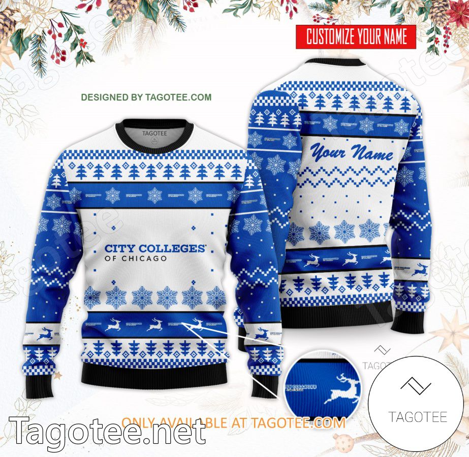 City Colleges of Chicago Custom Ugly Christmas Sweater - BiShop