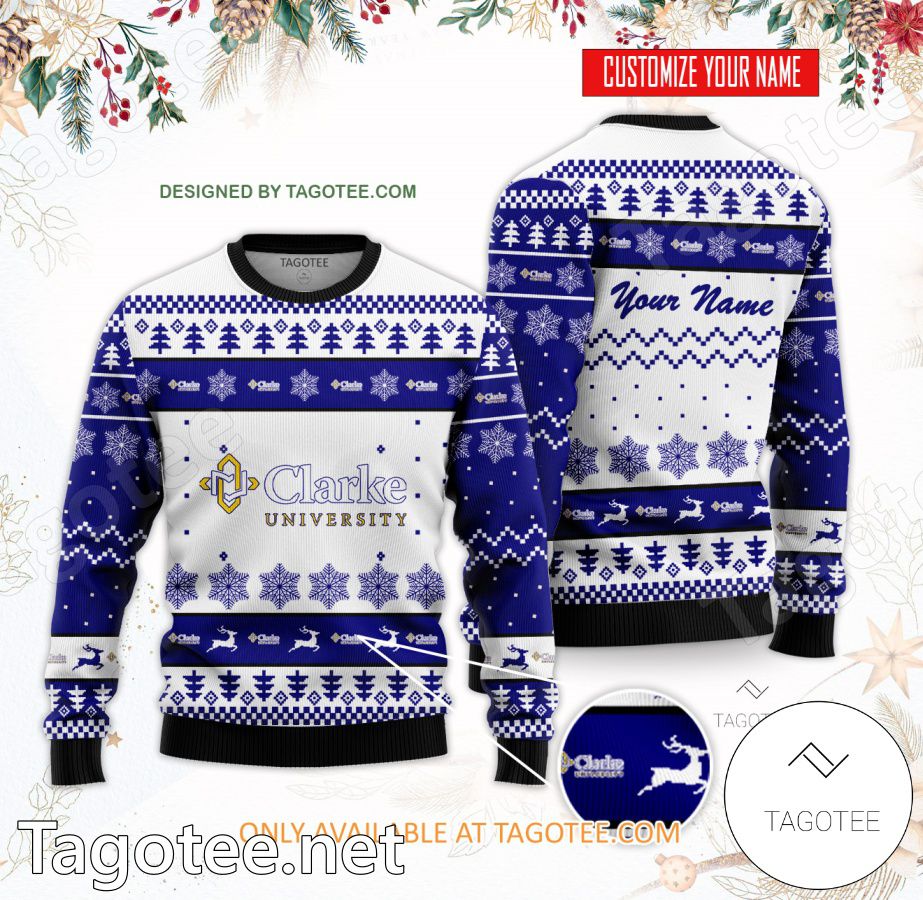 Clarke University Custom Ugly Christmas Sweater - BiShop