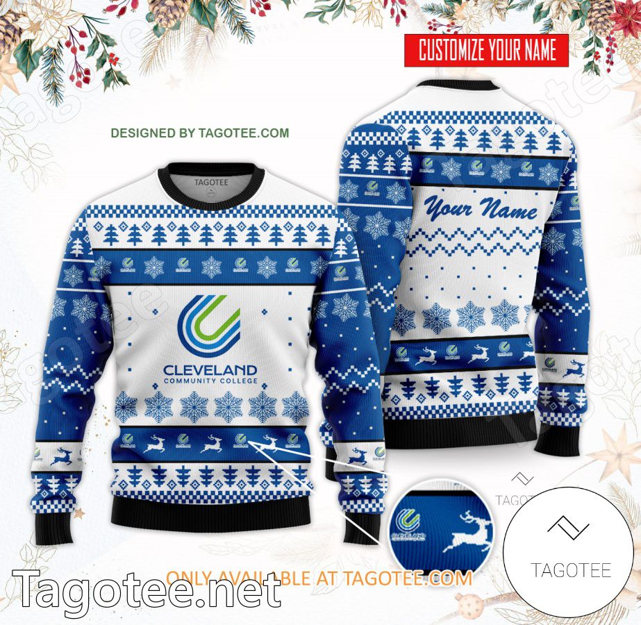 Cleveland Community College Custom Ugly Christmas Sweater - BiShop