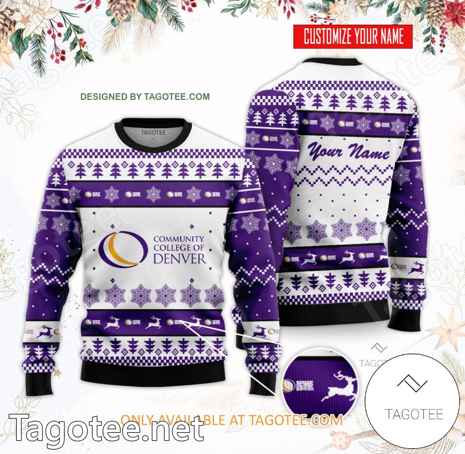 Community College of Denver Custom Ugly Christmas Sweater - BiShop