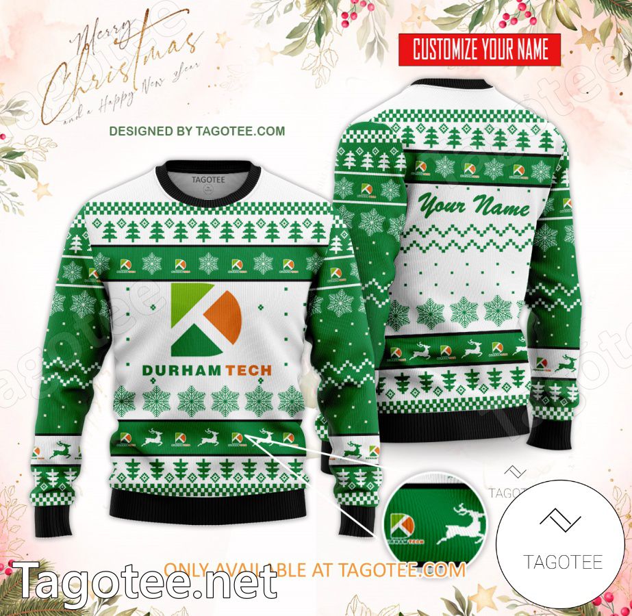 Durham Technical Community College Custom Ugly Christmas Sweater - BiShop