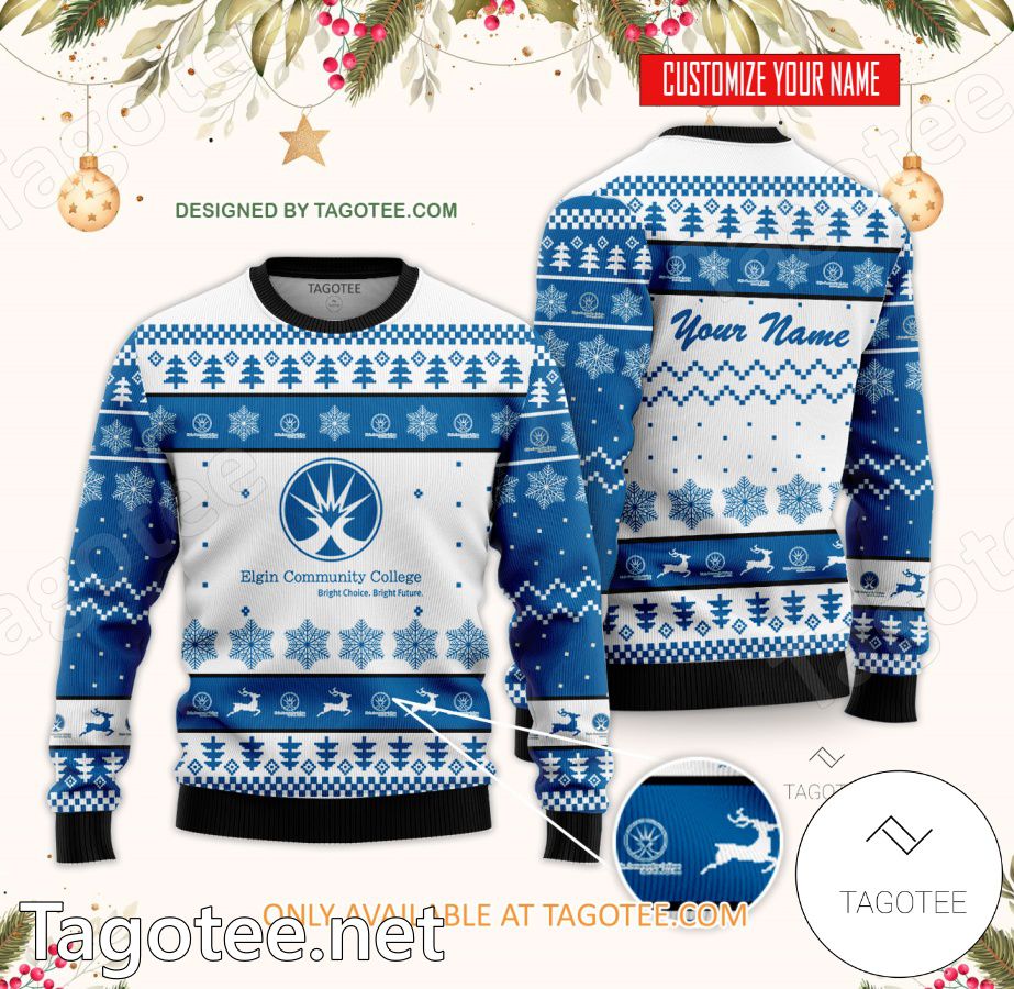 Elgin Community College Custom Ugly Christmas Sweater - BiShop