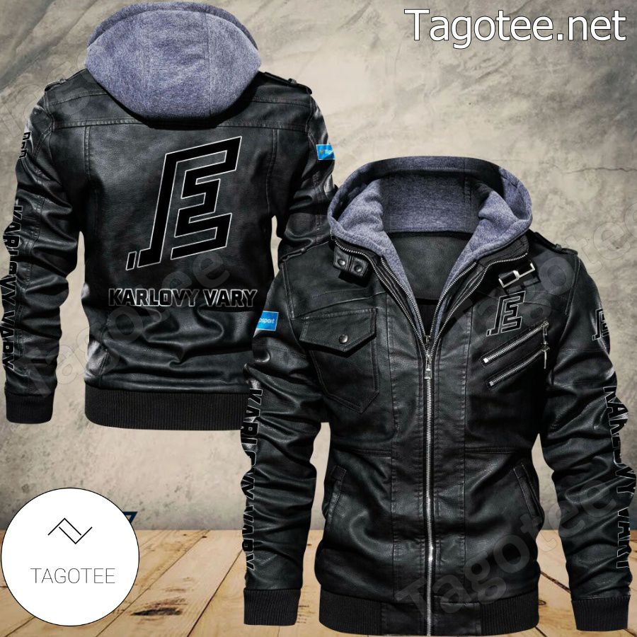 HC Energie Karlovy Vary Logo Leather Jacket - Tagotee