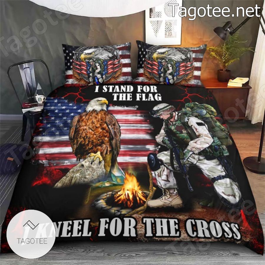 I Stand For The Flag I Kneel For The Cross Bedding Set a