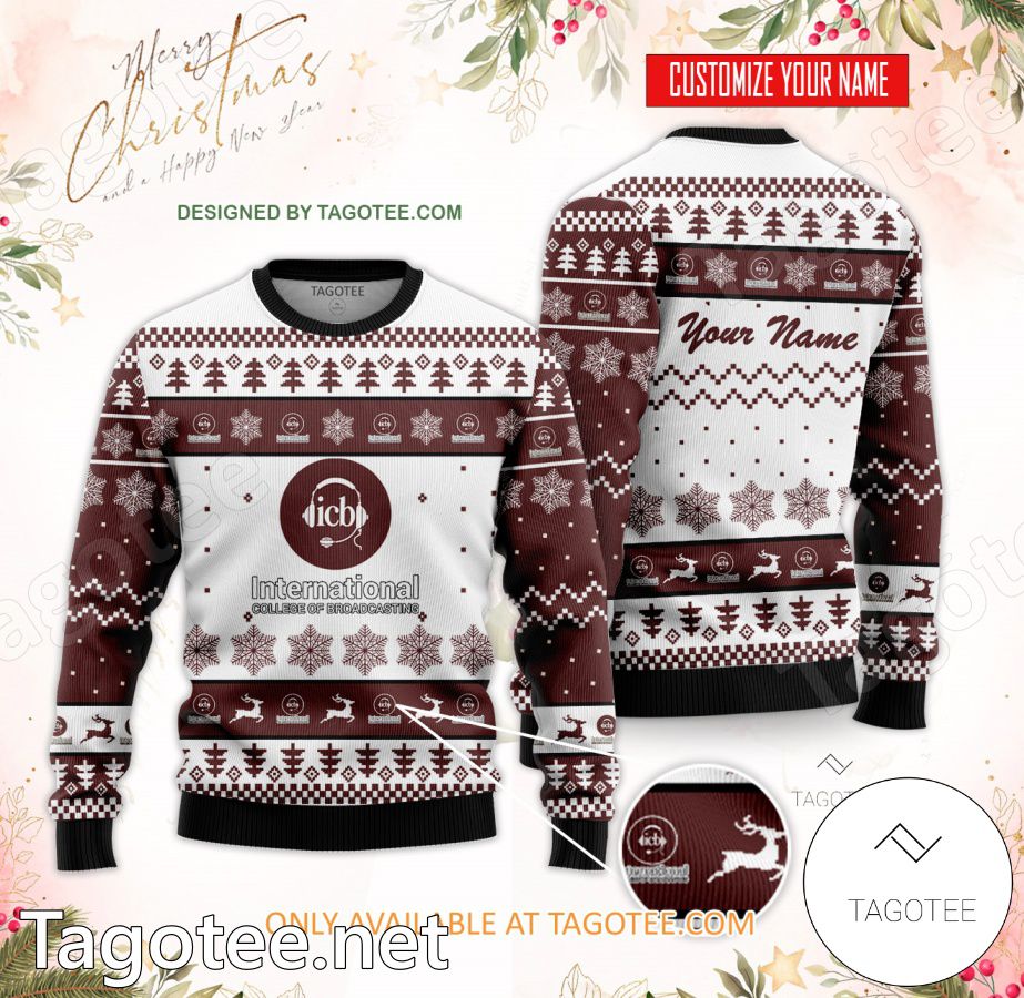 International College of Broadcasting Custom Ugly Christmas Sweater - BiShop