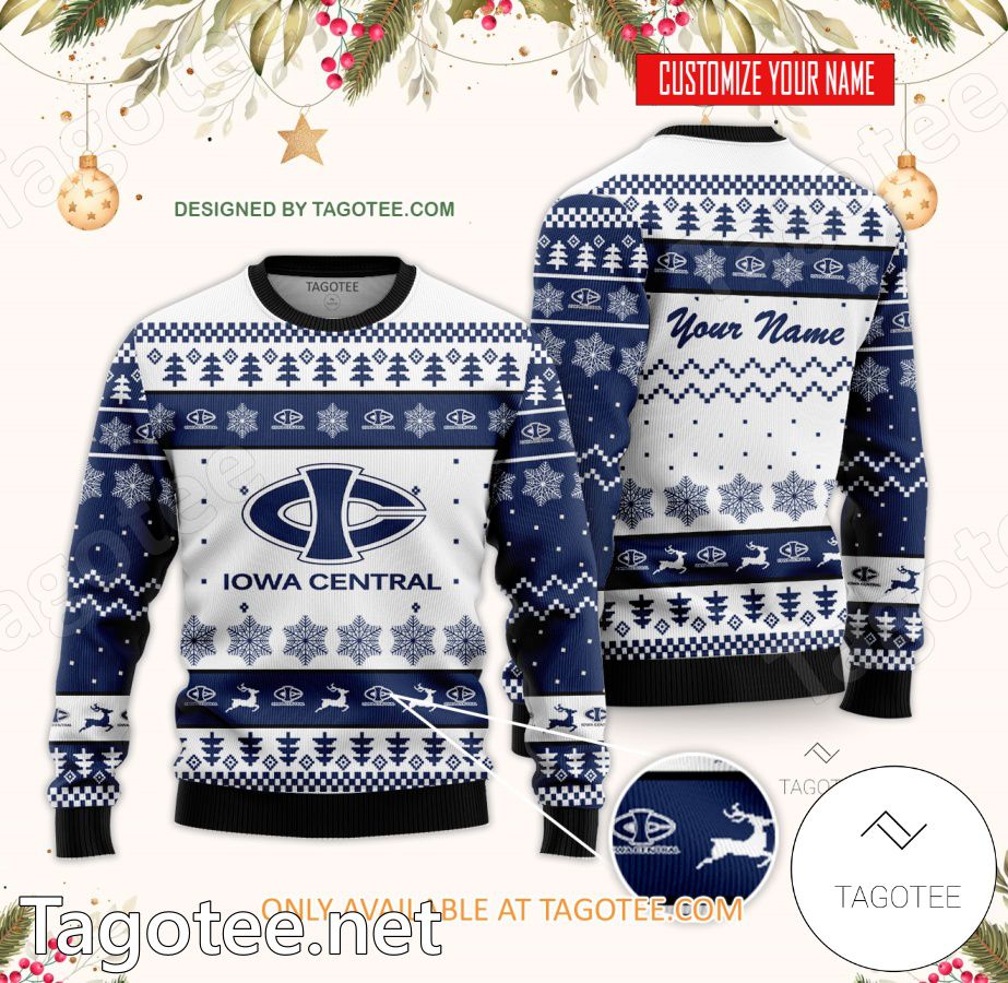 Iowa Central Community College Custom Ugly Christmas Sweater - BiShop
