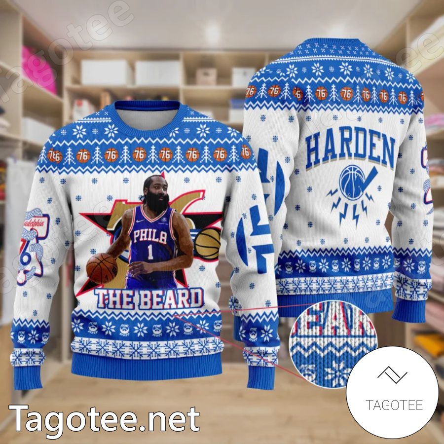 James Harden The Beard Philadelphia 76ers Nba Ugly Christmas Sweater -  Tagotee