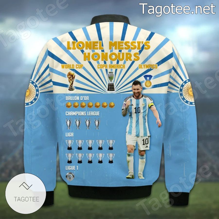 Lionel Messi Honours Argentina World Cup 2022 Bomber Jacket b