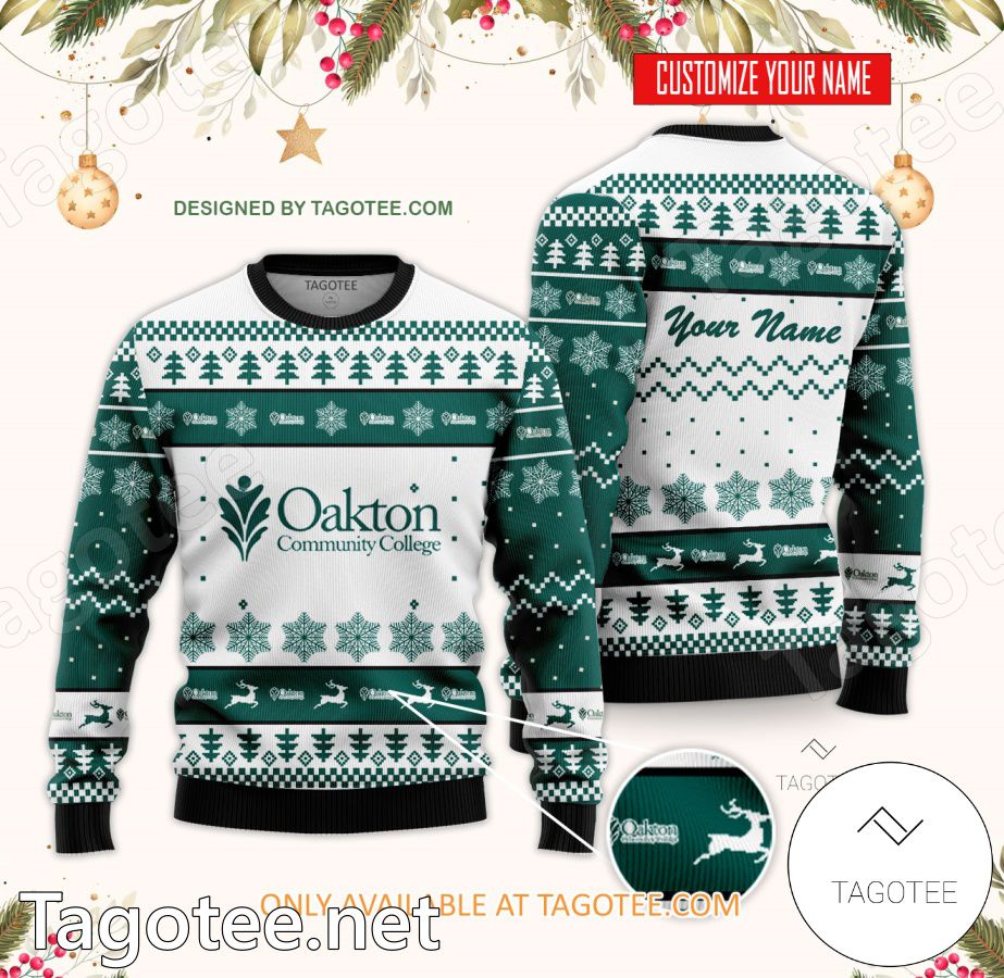 Oakton Community College Custom Ugly Christmas Sweater - BiShop