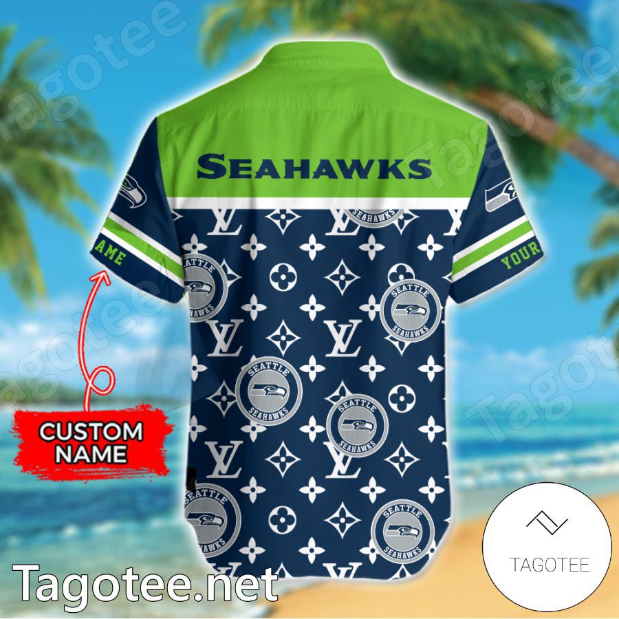 Seattle Seahawks Louis Vuitton LV NFL Custom Hawaiian Shirt b
