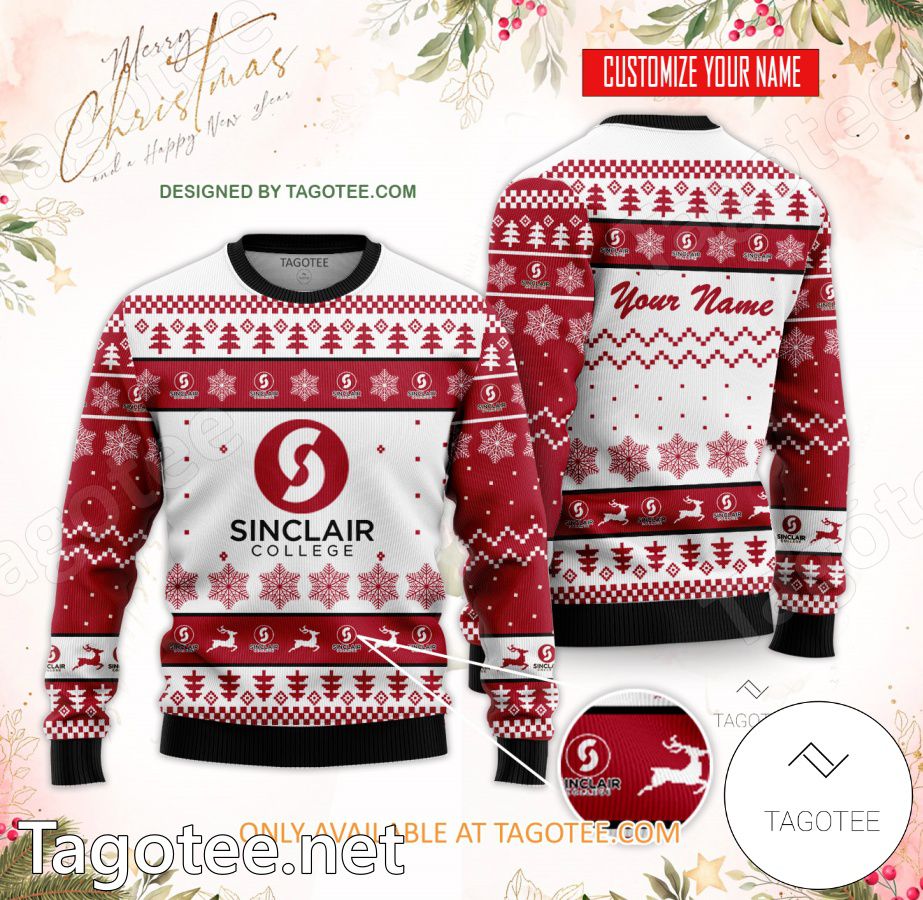 Sinclair Community College Custom Ugly Christmas Sweater - BiShop
