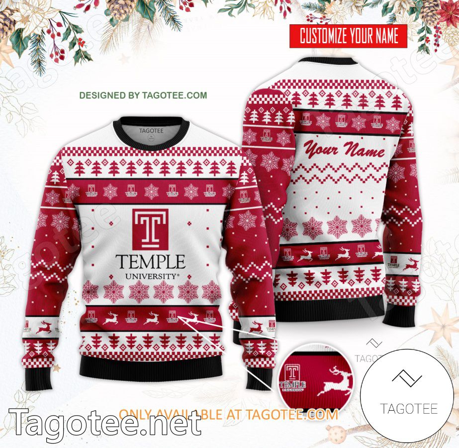 Temple University Custom Ugly Christmas Sweater - BiShop