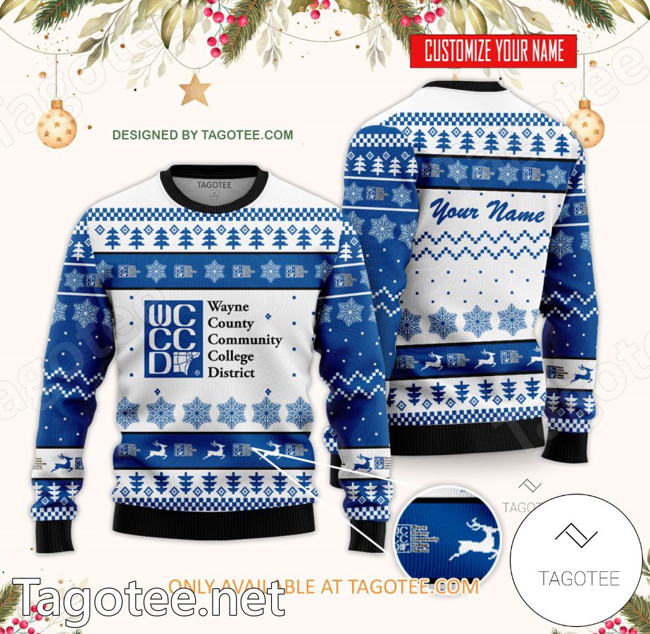 Wayne County Community College District Custom Ugly Christmas Sweater - BiShop