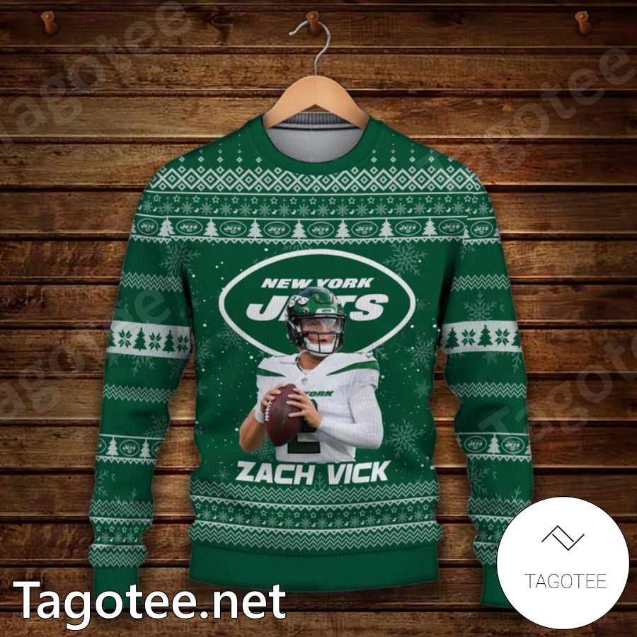 Zach Wilson New York Jets Jach Vick Jets Ugly Christmas Sweater - Tagotee