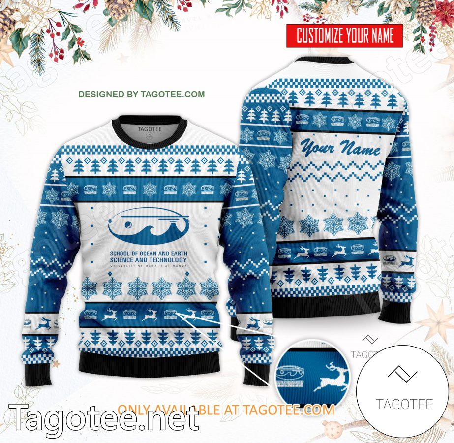 University of Hawai‘i School of Ocean and Earth Science & Technology Custom Ugly Christmas Sweater - BiShop