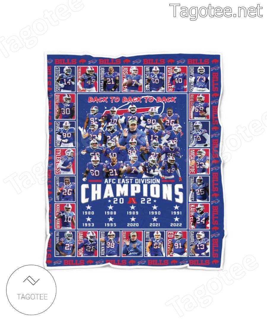 Buffalo Bills Back To Back To Back Afc East Division Champions 2022 Blanket a