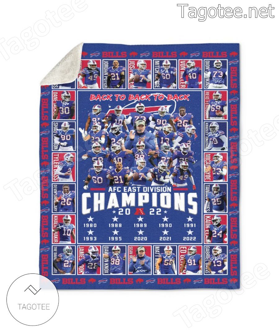 Buffalo Bills Back To Back To Back Afc East Division Champions 2022 Blanket