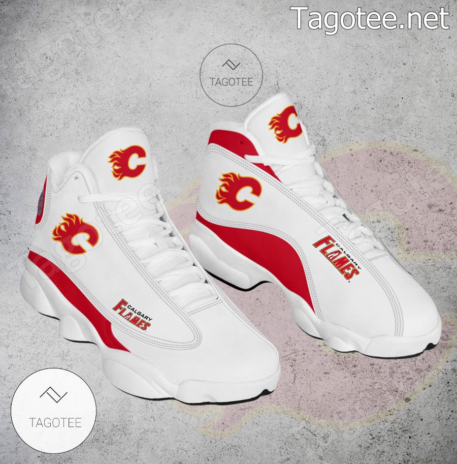 Calgary Flames Logo Air Jordan 13 Shoes - EmonShop