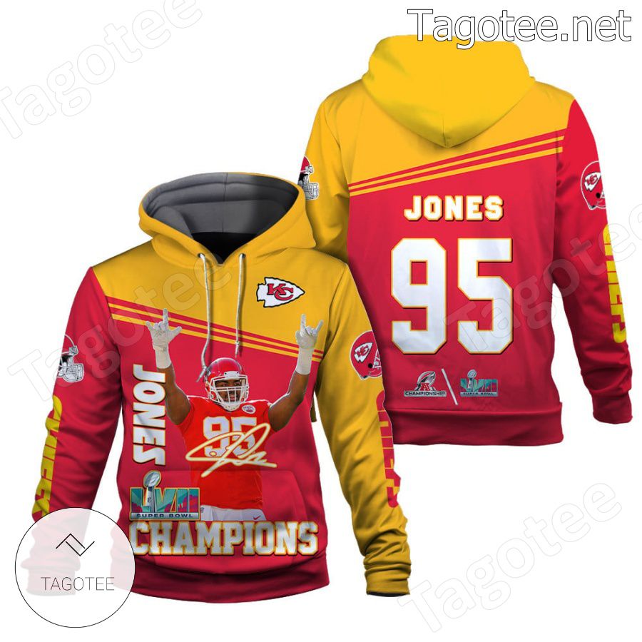 Chris Jones 95 Kansas City Chiefs AFC Champions Fan NFL Hoodie - Tagotee