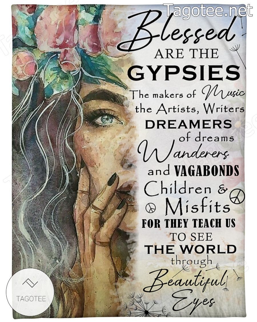 Hippie Girl Blessed Are The Gypsies Blanket
