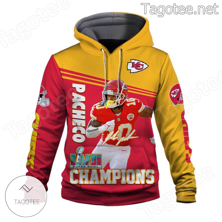 Isiah Pacheco 10 Kansas City Chiefs AFC Champions Fan NFL Hoodie - Tagotee