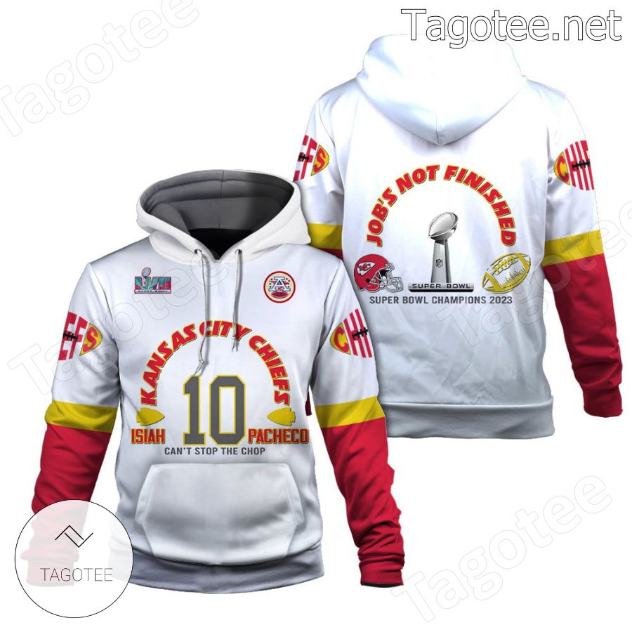 Isiah Pacheco Job's Not Finished Kansas City Chiefs Fan NFL Hoodie - Tagotee