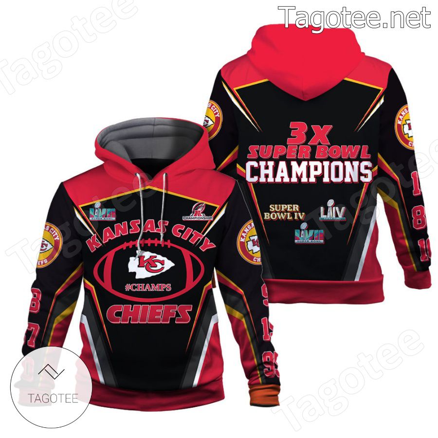 Kansas City Chiefs 3 Time Super Bowl Champions Fan NFL Hoodie - Tagotee