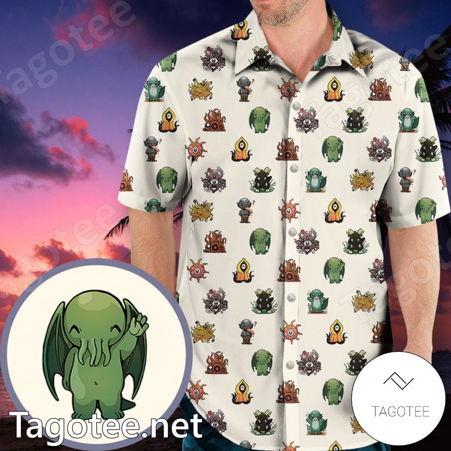 Lovecraft Demons Cute H.P. Lovecraft Monsters Aloha Hawaii Shirt