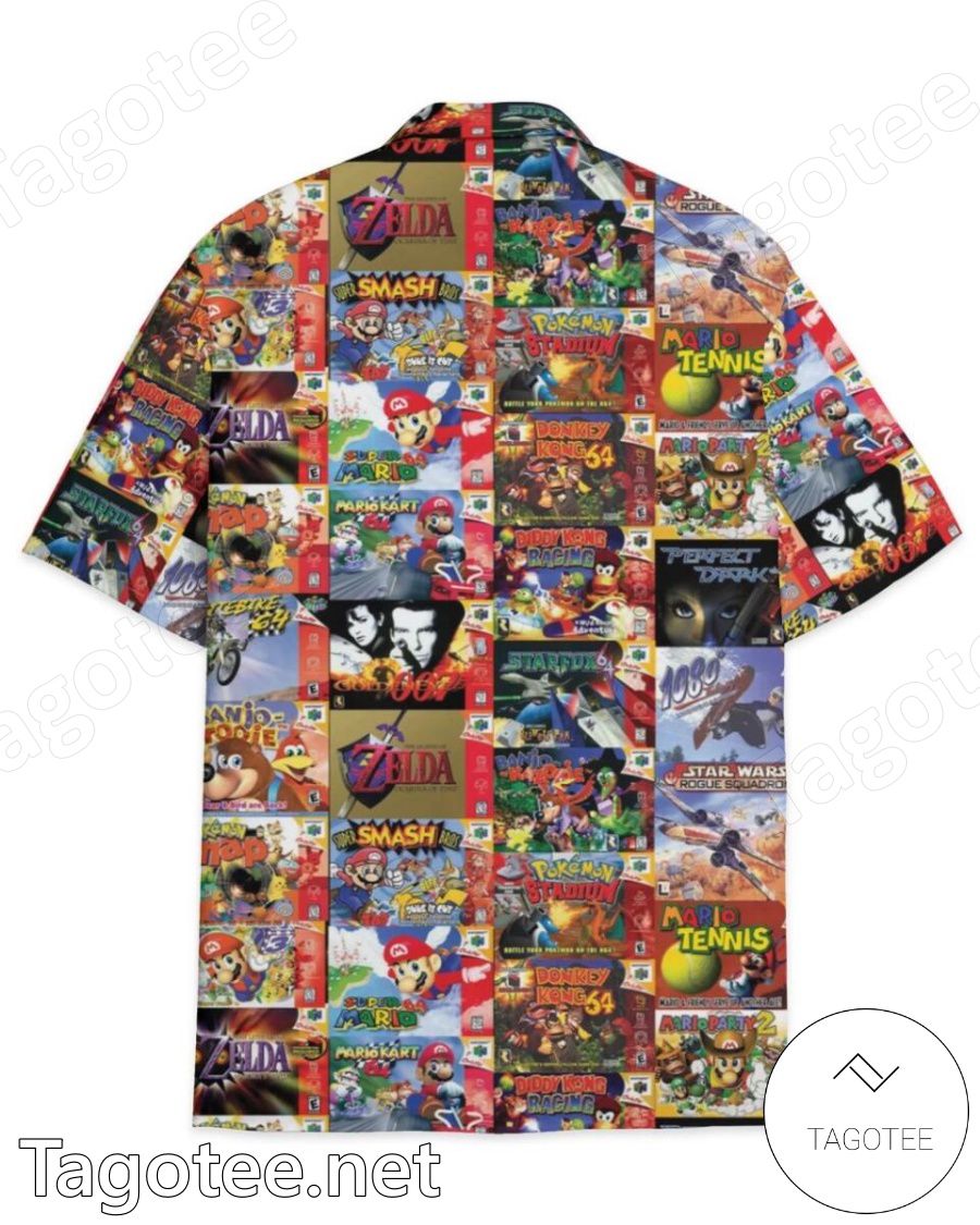 Nintendo 64 Game Collage Hawaiian Shirt a
