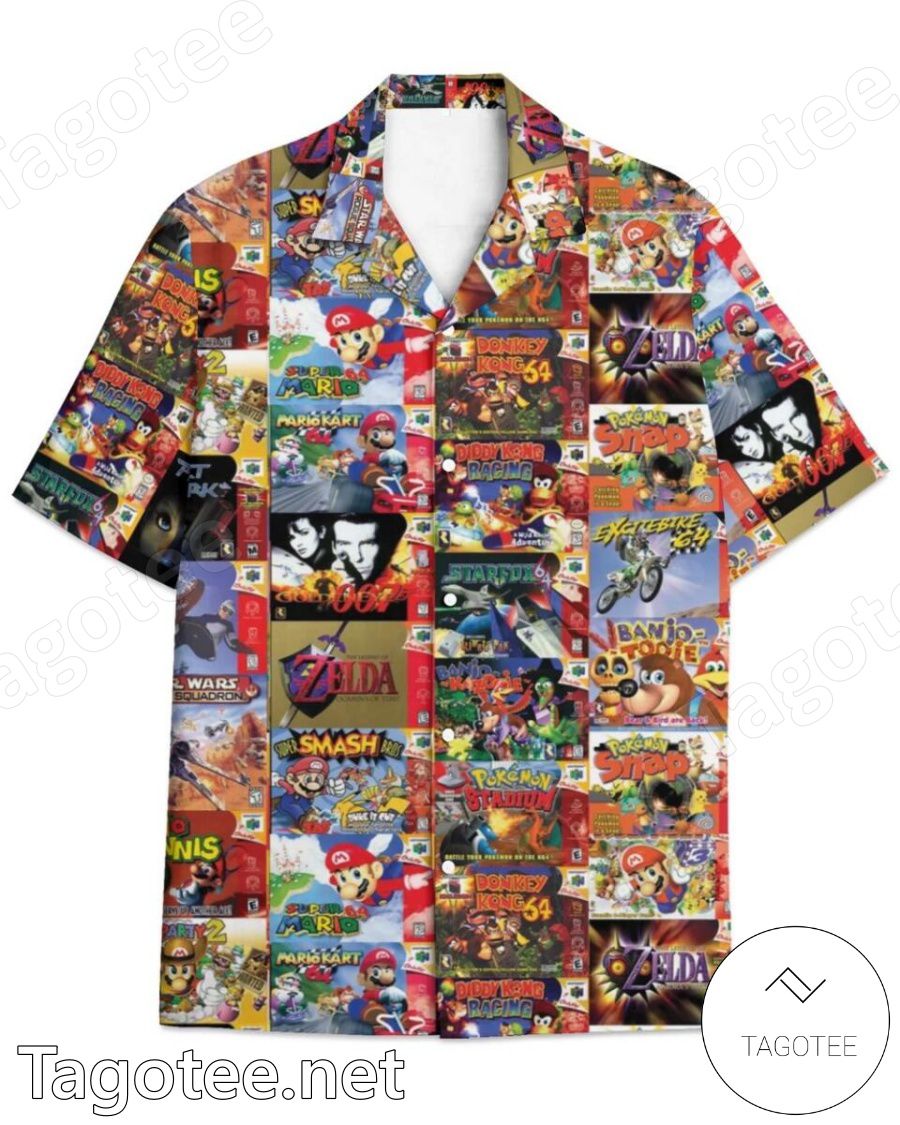 Nintendo 64 Game Collage Hawaiian Shirt