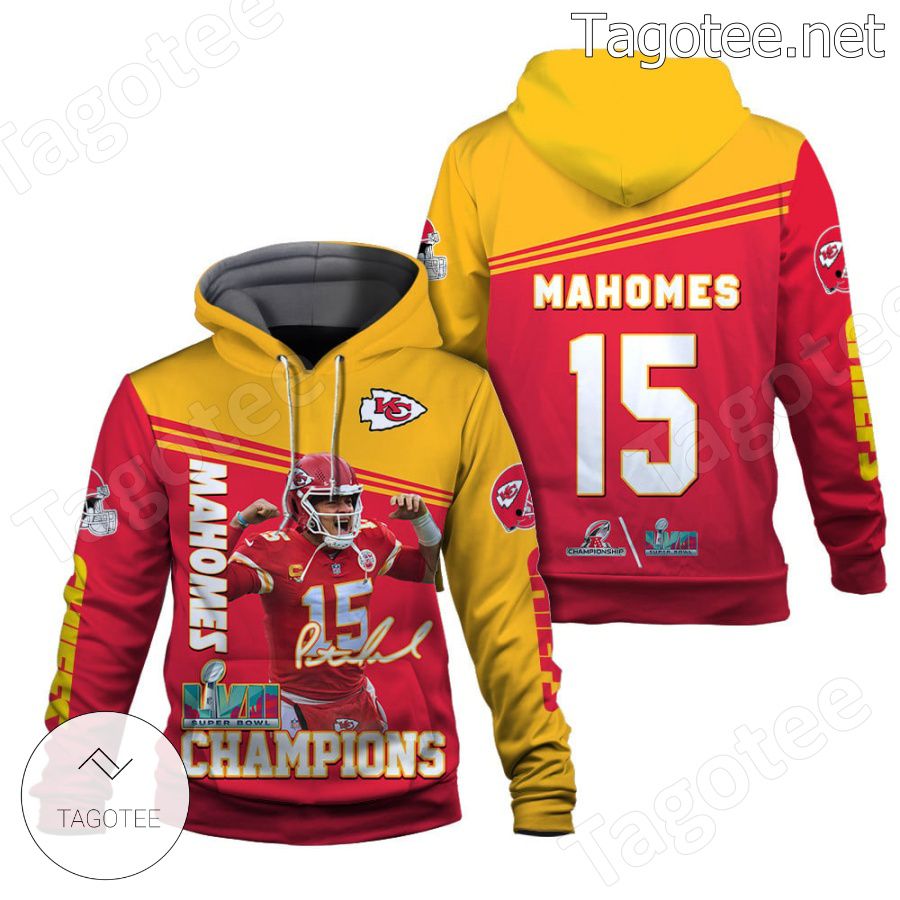 Patrick Mahomes 15 Kansas City Chiefs AFC Champions Fan NFL Hoodie - Tagotee