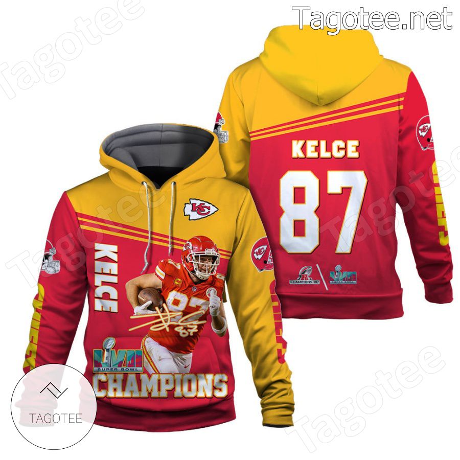 Travis Kelce 87 Kansas City Chiefs AFC Champions Fan NFL Hoodie - Tagotee