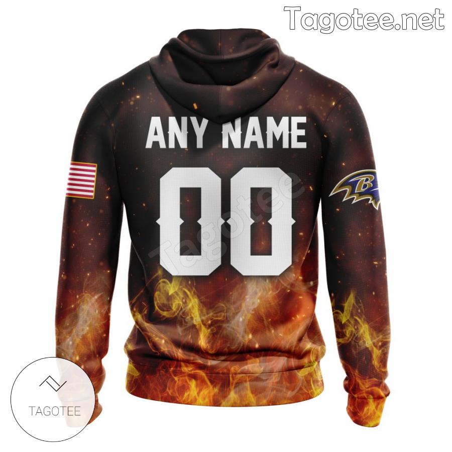 Custom Baltimore Ravens Men's Black Name & Number Logo Long Sleeve