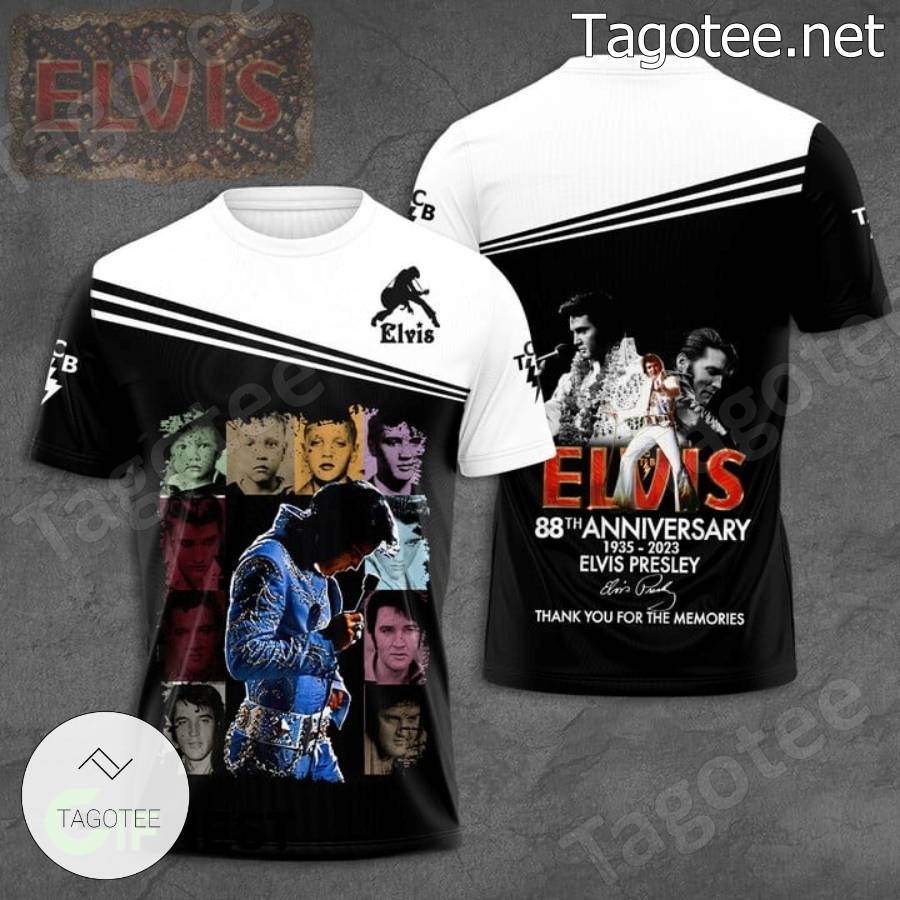 Elvis Presley 88th Anniversary 1935-2023 Signature Thank You For The Memories T-shirt, Hoodie