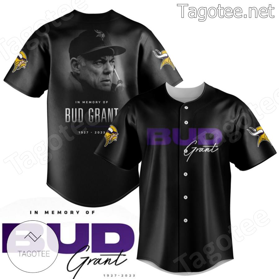 In Memory Of Bud Grant Minnesota Vikings 1927-2023 Baseball Jersey