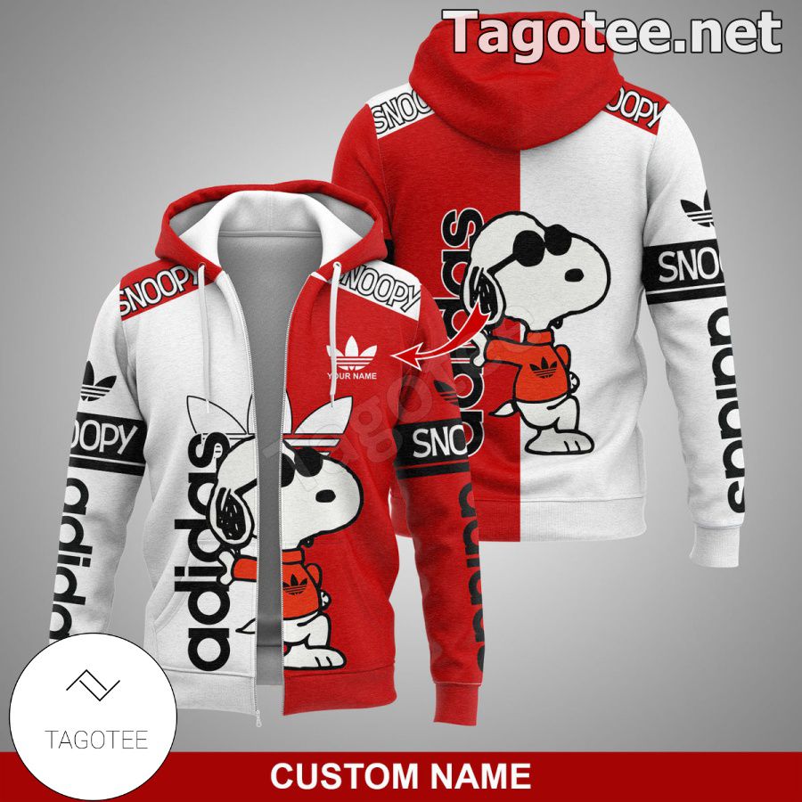Personalized Adidas Snoopy Red And White Hoodie, Pants a