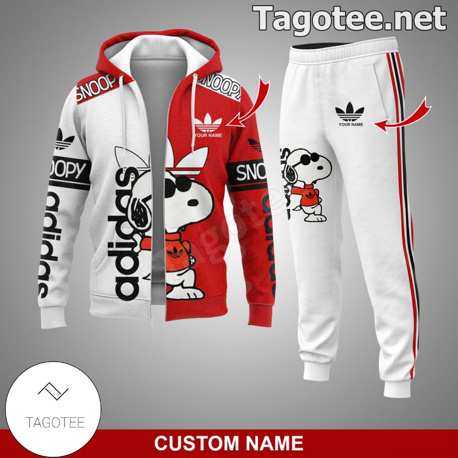 Personalized Adidas Snoopy Red And White Hoodie, Pants