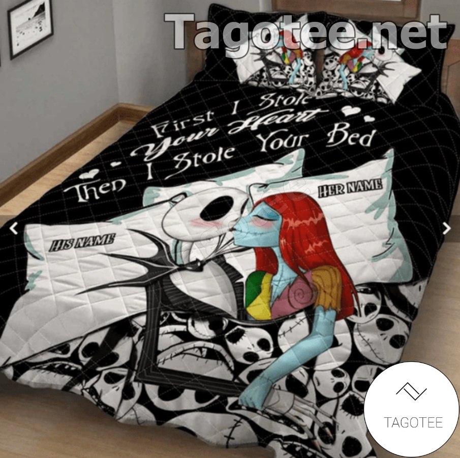 Personalized Jack Skellington And Sally First I Stole Your Heart Then I Stole Your Bed Bedding Set b