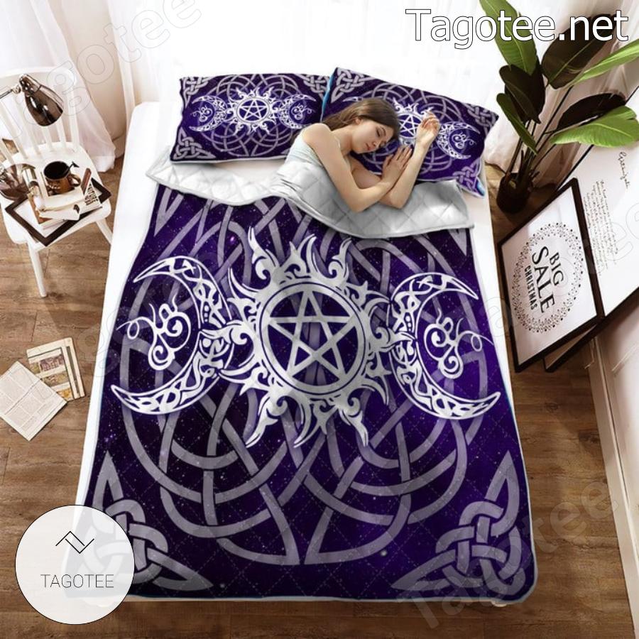 Witch Triple Moon Purple Galaxy Bedding Set a