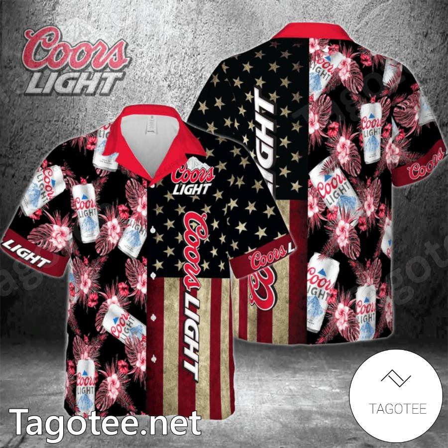 Coors Light Beer American Flag Hawaiian Shirt Tagotee