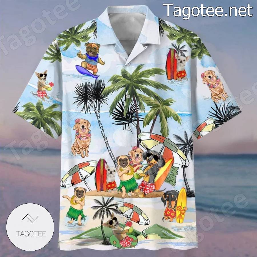 Dogs On Beach Hawaiian Shirt