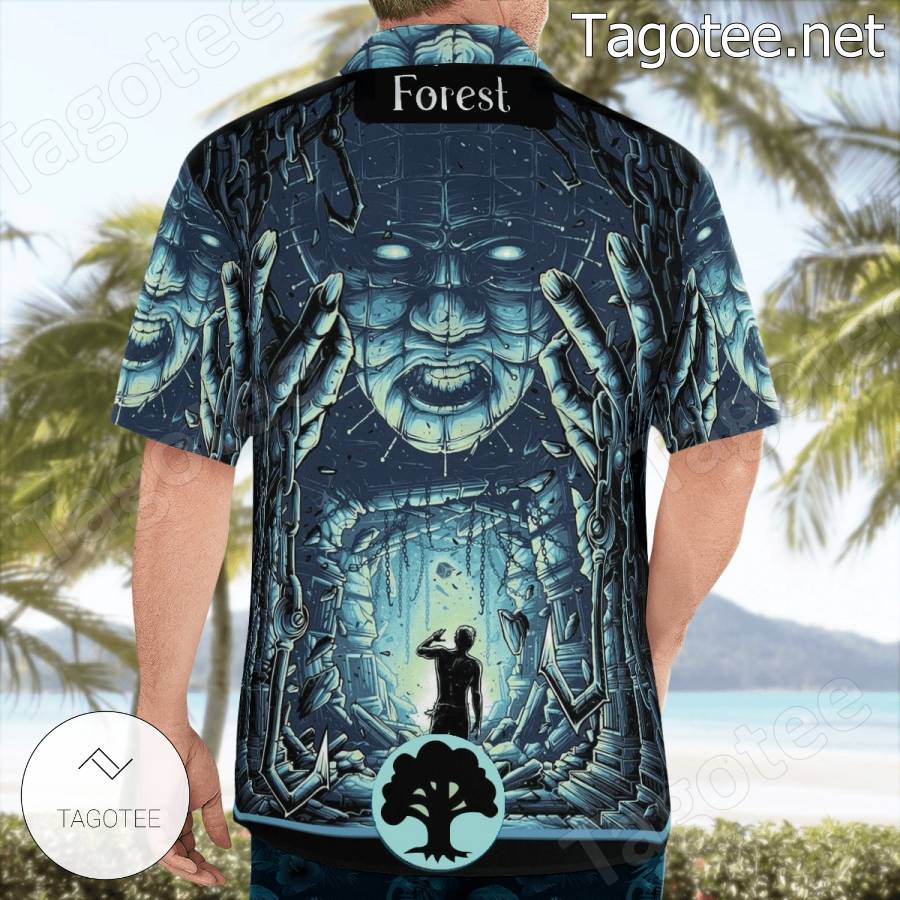 Hellraiser Mtg Basic Land Horror Forest Hawaiian Shirt b