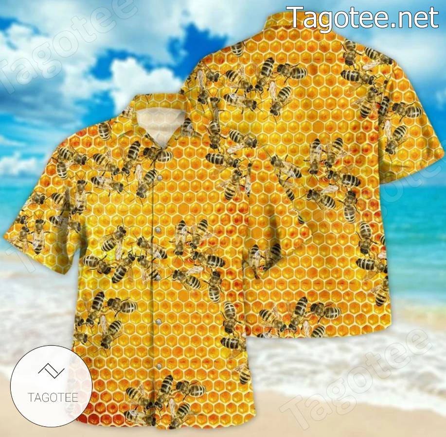 Honey Bee Hawaiian Shirt b